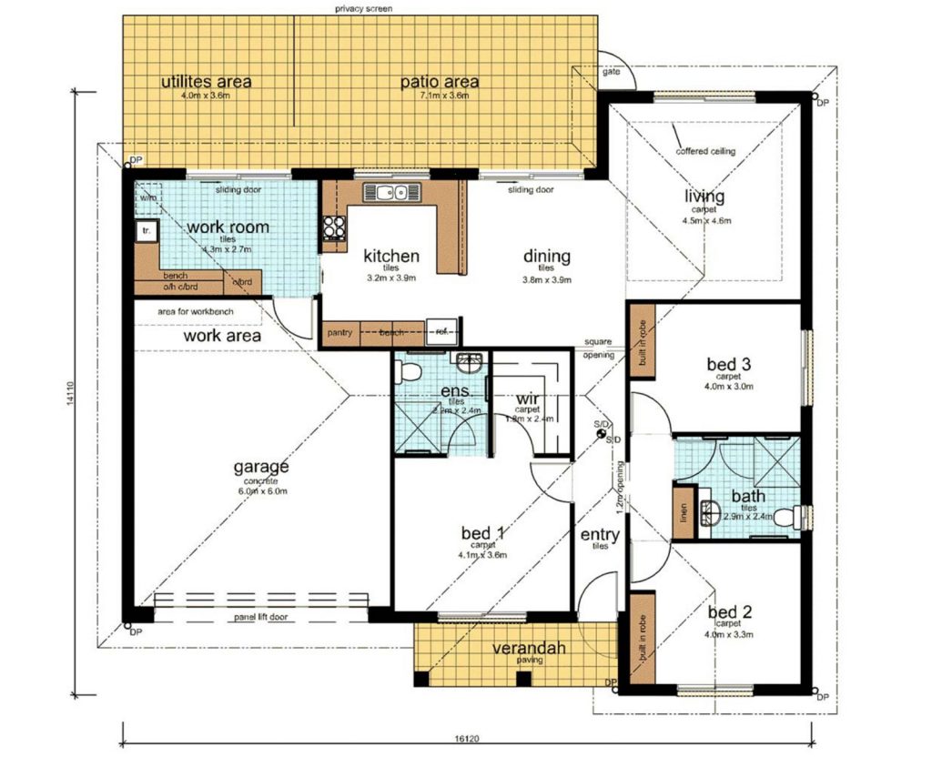 One of the home designs that can be built in Riverside Estate Retirement village, floorplan