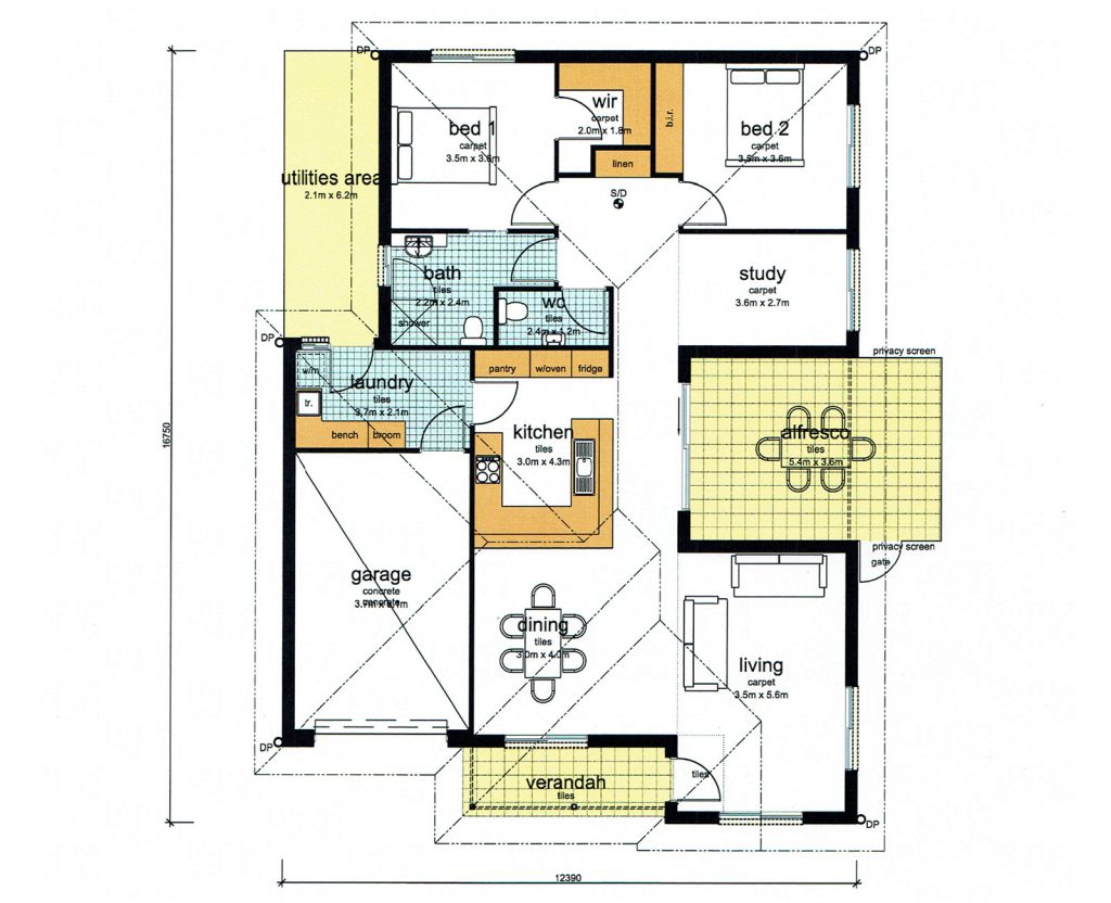One of the home designs that can be built in Riverside Estate Retirement village, Burnside Floorplan