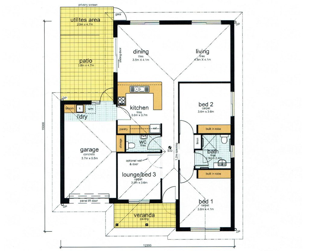 One of the home designs that can be built in Riverside Estate Retirement village, Masterton Floorplan