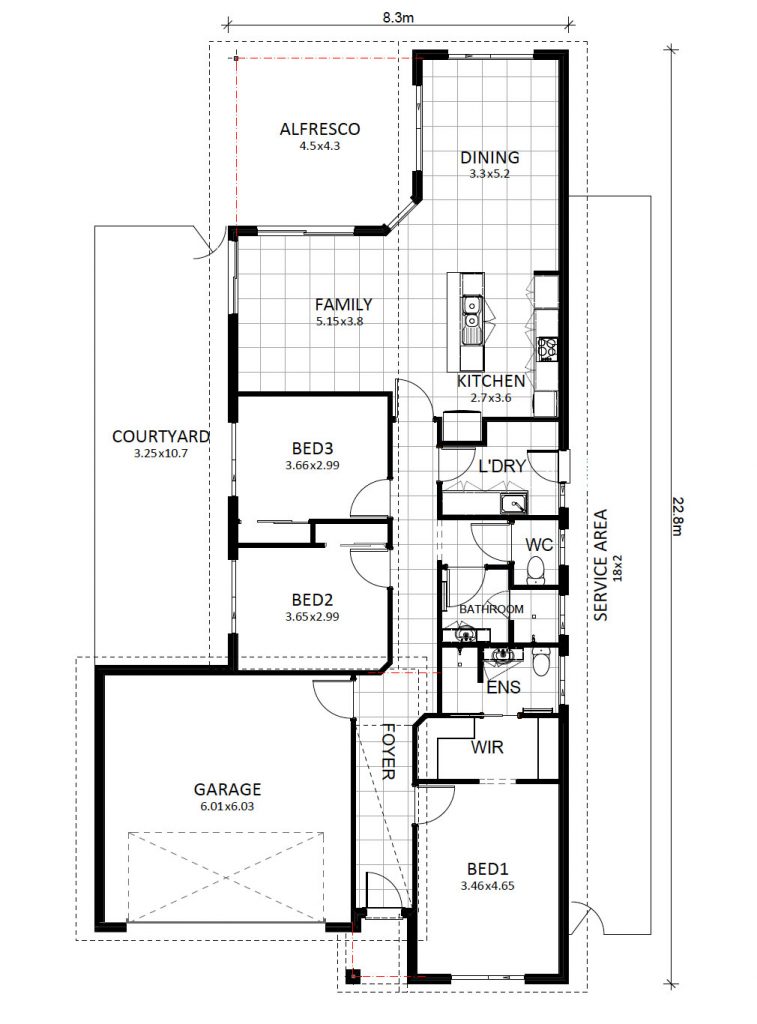 One of the home designs that can be built in Riverside Estate Retirement village, Parklands Villa Floorplan